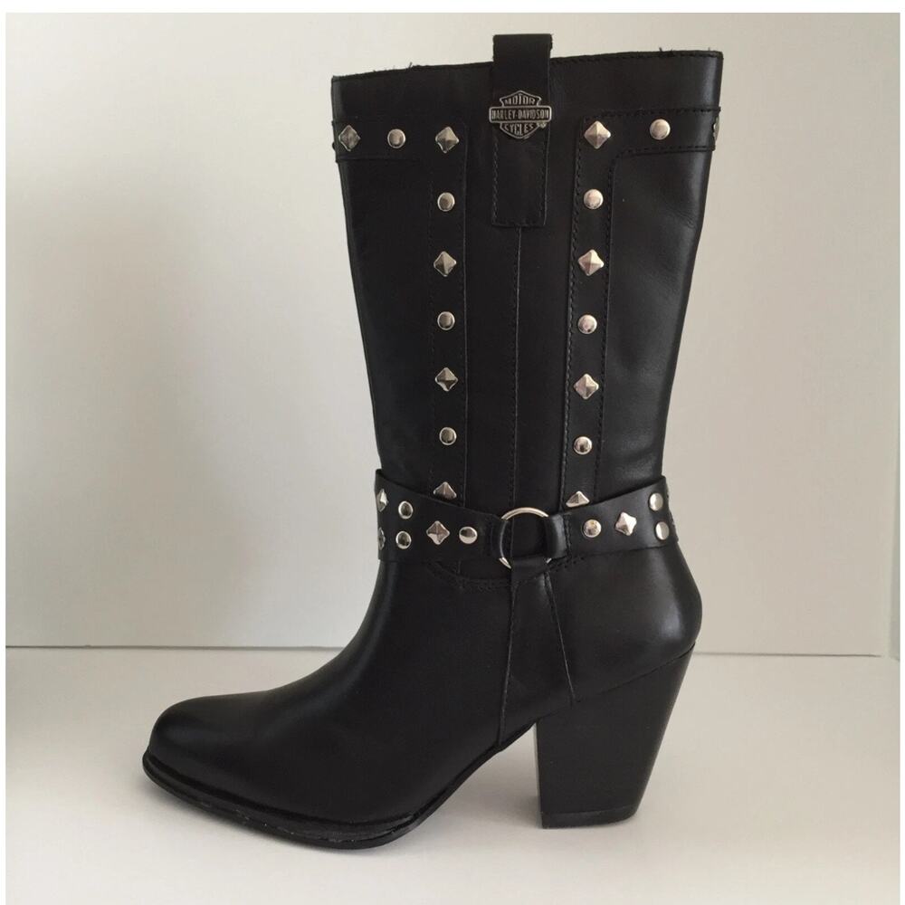 Harley-Davidson Black Leather Heeled Boots